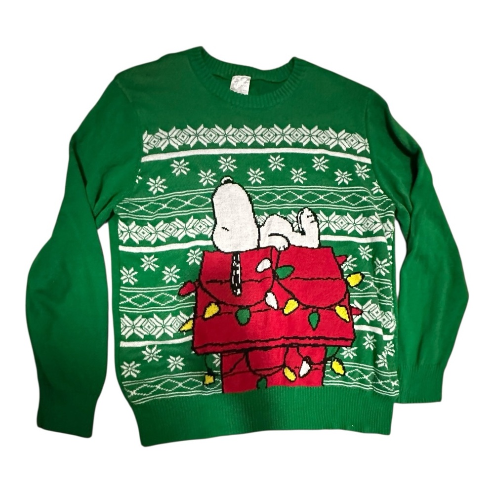 Peanuts Christmas Sweater – Men’s XL – Green Pullover - Picture 3 of 9